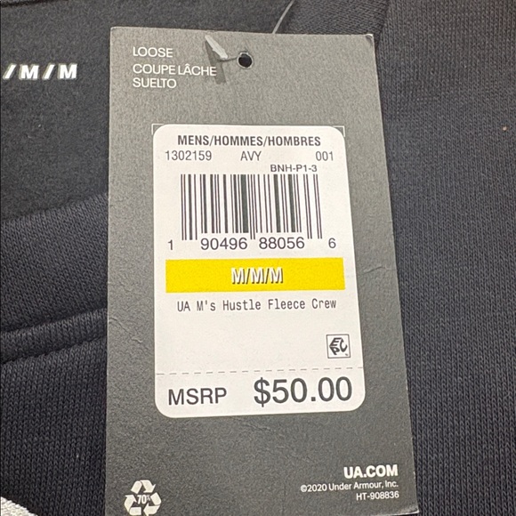 UNDER ARMOUR - MEN'S HUSTLE FLEECE CREWNECK SWEATSHIRT - Picture 4 of 4